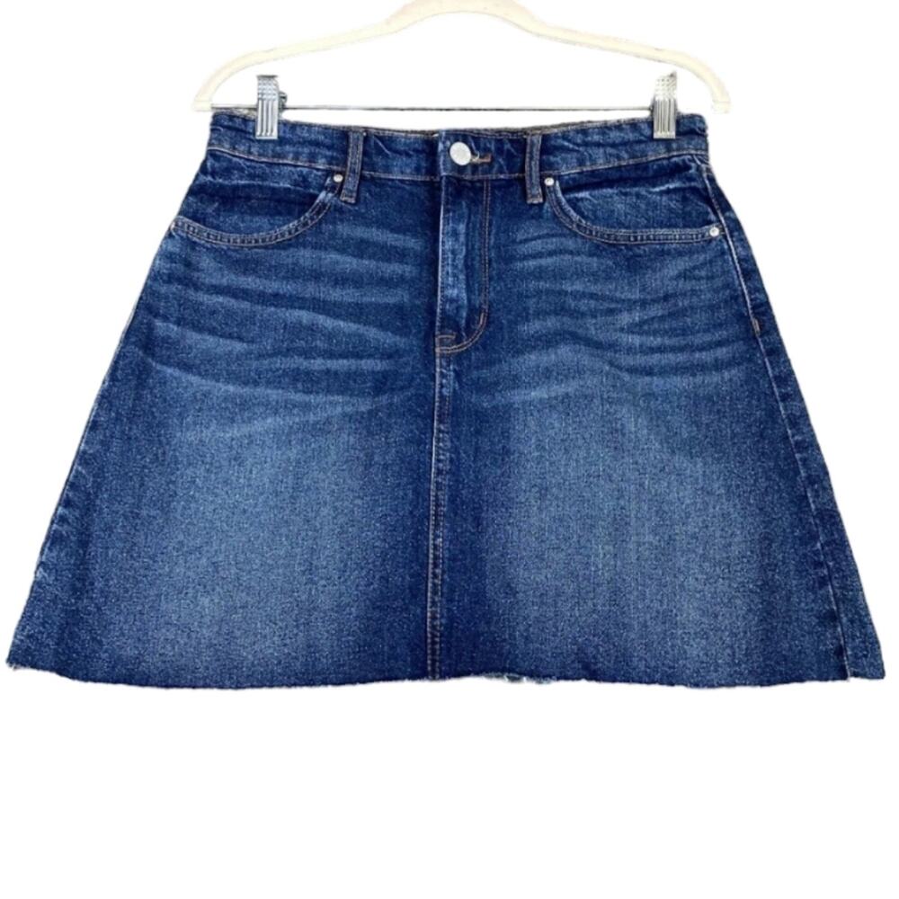 William Rast Womens Denim Skirt Size 27 A Line Frayed Hem Blue Jean